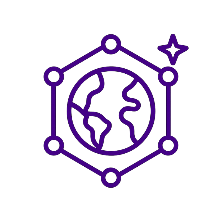 A planet in a network, minimalist.