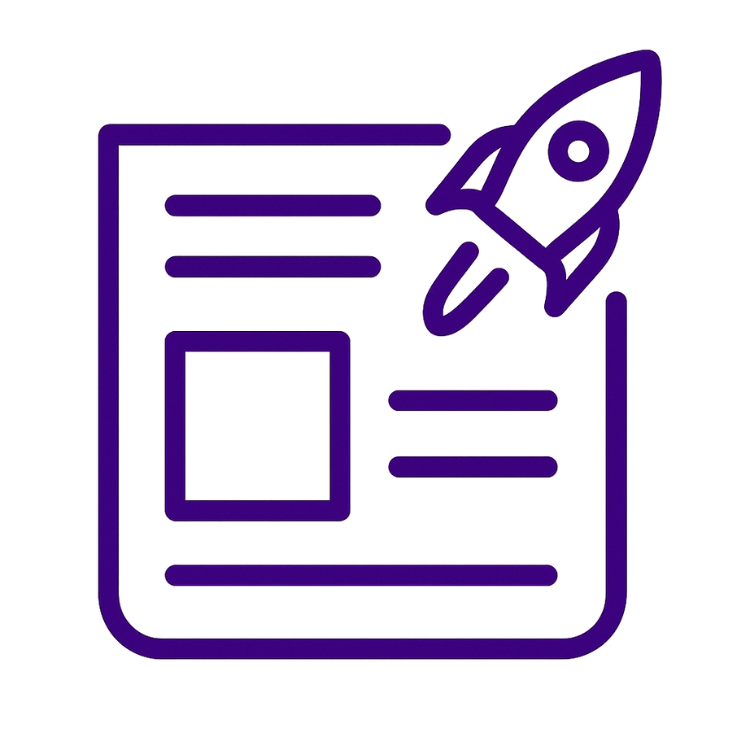 A news paper and a rocket, minimalist.